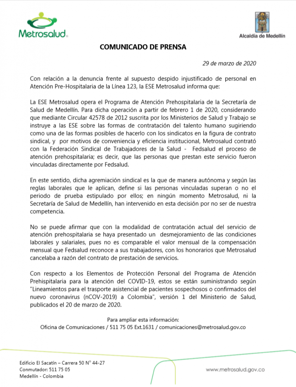 Comunicado de Prensa