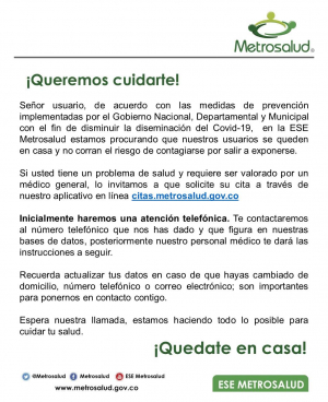 ¡QUEREMOS CUIDARTE!