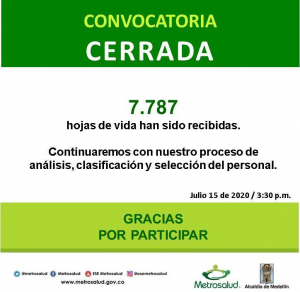 Metrosalud inicia proceso de convocatoria  a 900 personas del área de la salud