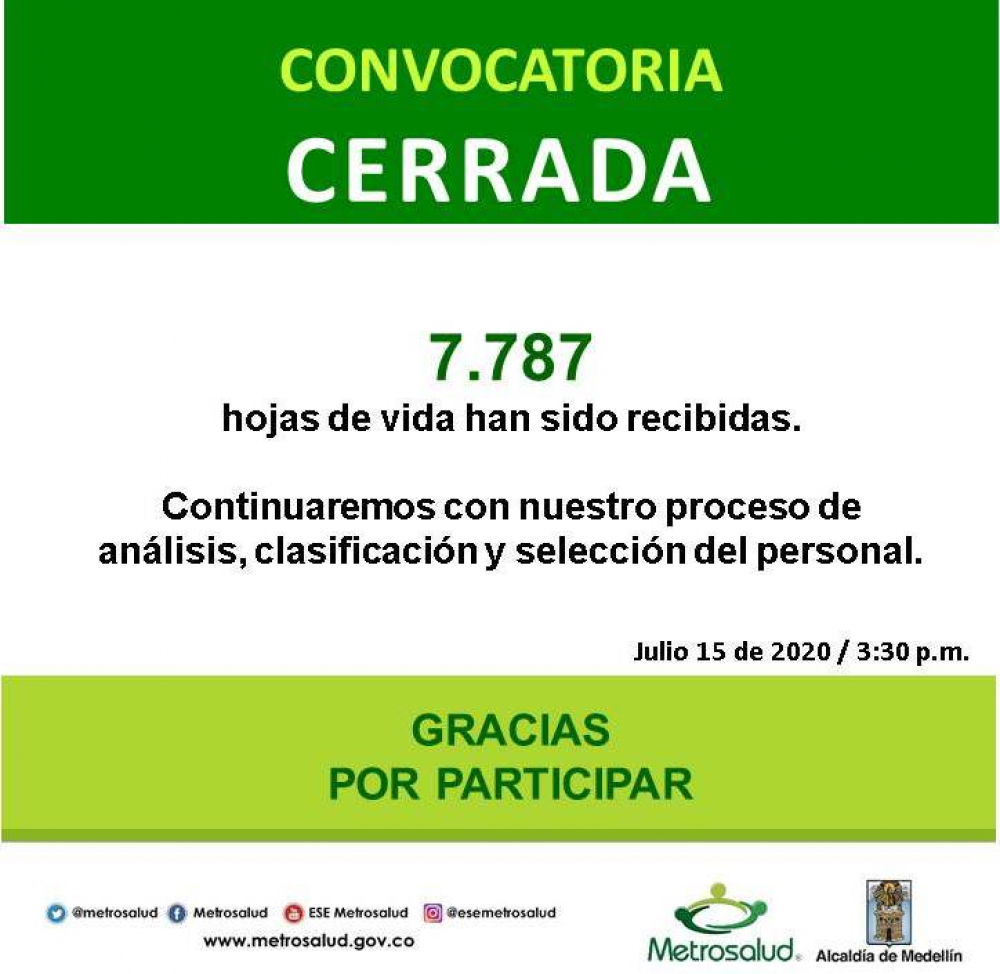 Metrosalud inicia proceso de convocatoria  a 900 personas del área de la salud