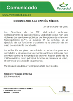 Comunicado a la Opinión Pública